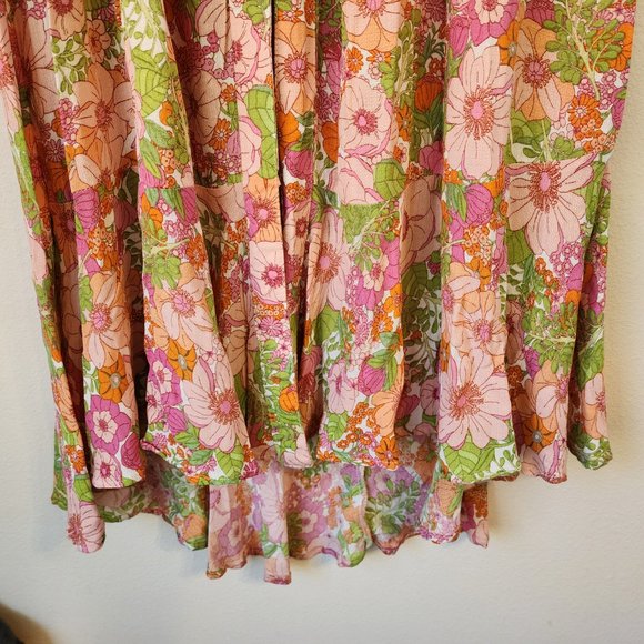 Revolve House of Harlow 1960 Button Front Maxi Floral Skirt S Tassel Hi-Low,Boho - Picture 8 of 16